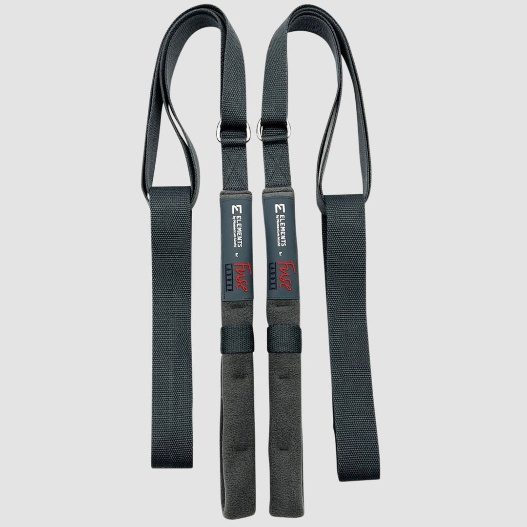 Our Fuse wall Ladder adjustable padded circus straps can be used for calisthenics, gymnastics ring exercises, and Pilates Cadillac inversions.